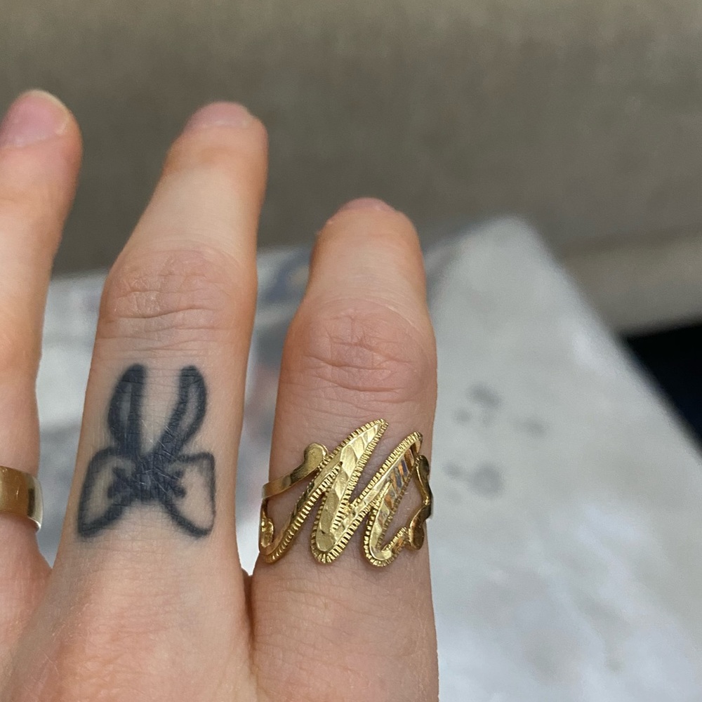 Solid 10k gold “M” ring